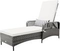 COSTWAY PE Rattan Chaise Lounge Chair, 6 Gear Adjustable Recliner by COSTWAY