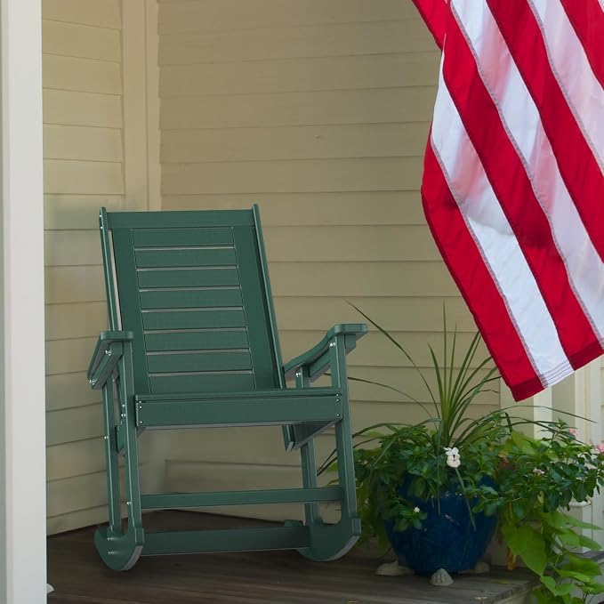 GREENVINES Outdoor Rocking Chairs | Set of 2 | Porch Rocker | HDPE Plastic | - Image 6