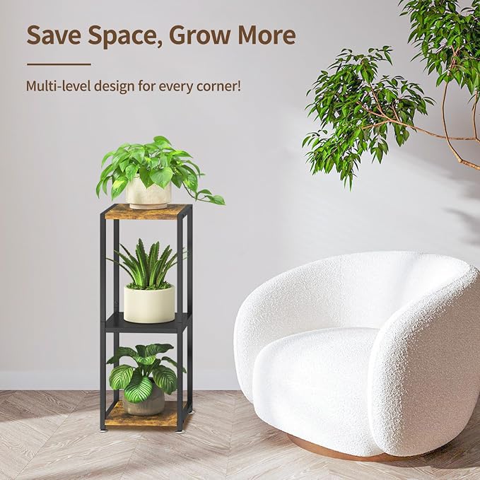 LASZOLA Black 3 Tiered Wood Plant Stand Indoor - Image 7