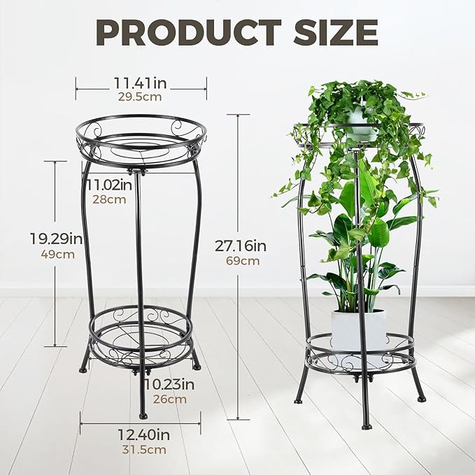 Plant Stand Indoor Outdoor，Tall Black Metal Rustproof Stable Plant Stands，2 - Image 2