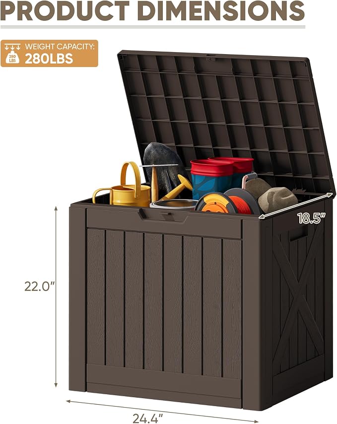 JUMMICO 42 Gallon Deck Box Waterproof, Resin Outdoor Storage Box - Image 3