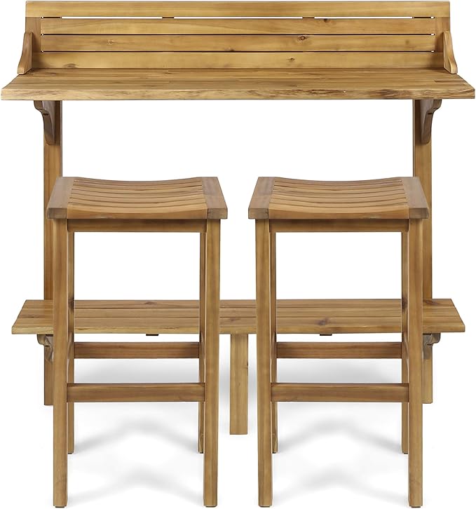 Christopher Knight Home Caribbean Outdoor Acacia Wood Balcony Bar Set, 3-Pcs Set by ChristopherKnightHome