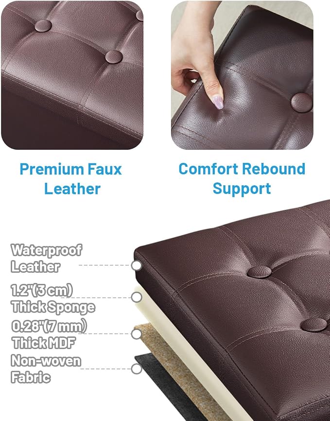 AmasSmile Storage Ottoman Folding Foot Rest Stool - Image 6