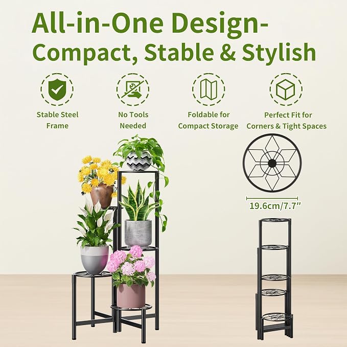 Plant Stand 5 Tier Indoor Metal Flower Shelf - Image 5