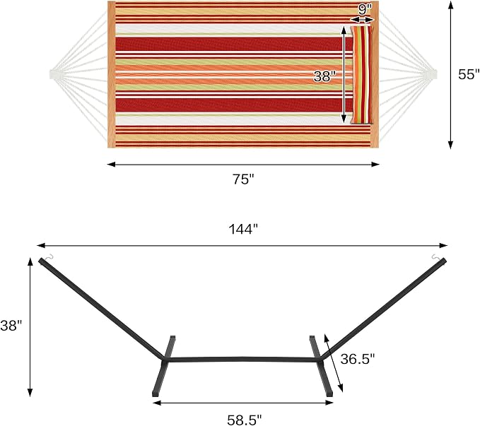 Two Person Hammock with Stand for Outside Heavy Duty, Outdoor Patio Hammock - Image 3