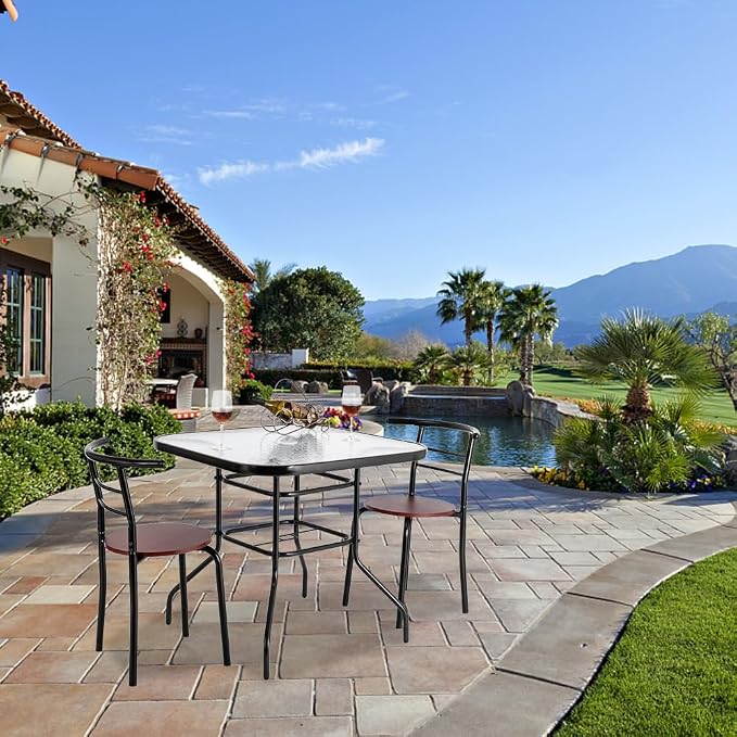 VINGLI Glass Patio Table with Umbrella Hole - Image 7