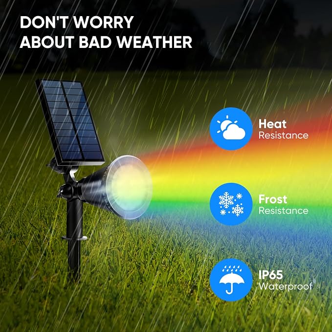 KEV Solar Spot Lights Outdoor, 18 LEDs Solar Flood Lights - Image 6