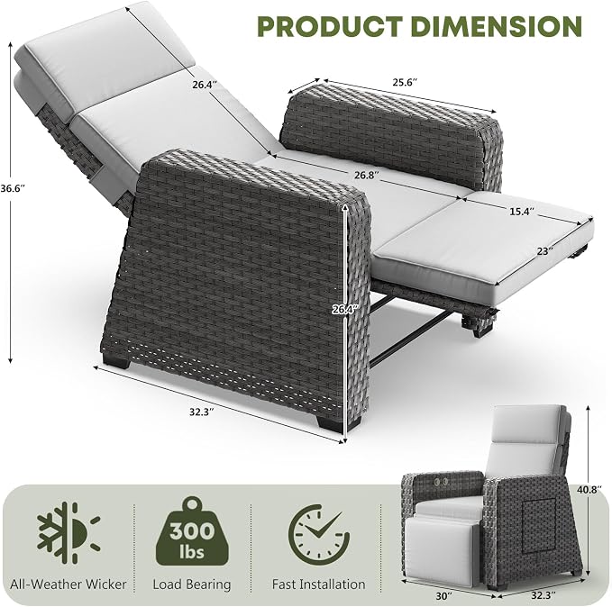 WACASA Outdoor Recliner Chair - Image 2
