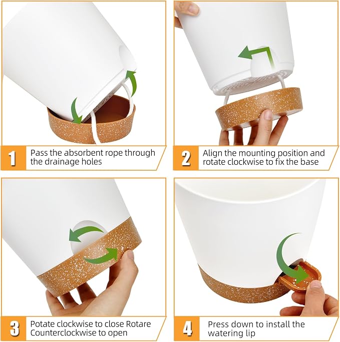 Planters for Indoor Plants 7/6.5/6/5.5/5 Inch, Self Watering Planters - Image 4
