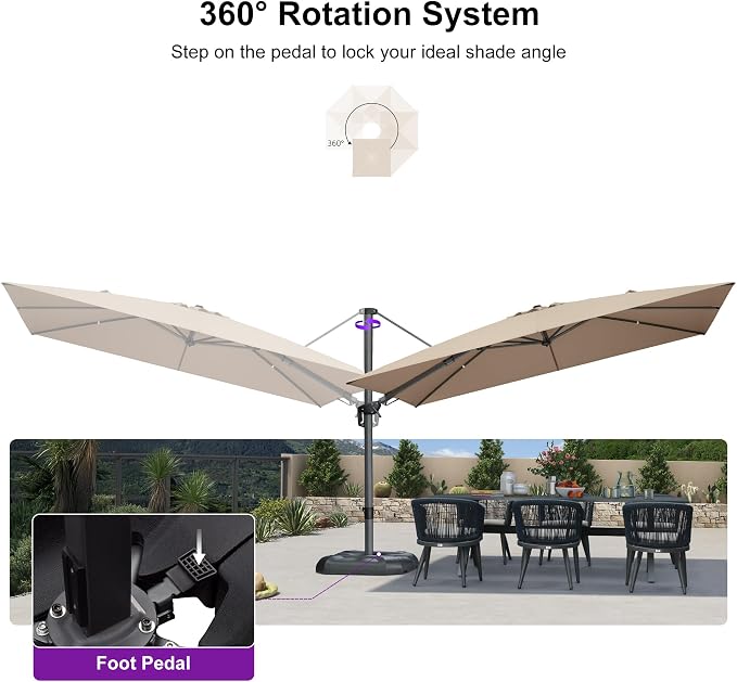 PURPLE LEAF 11' X 8' Left-right Tilting Patio Umbrella Outdoor Cantilever - Image 8