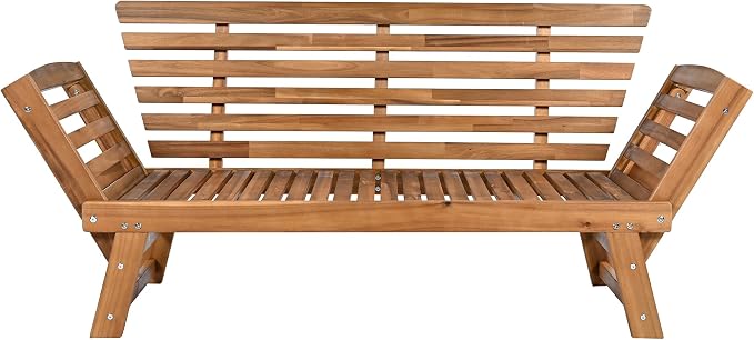 Merax Patio Sofa, Outdoor Adjustable Wooden Daybed, Chaise Lounge - Image 9