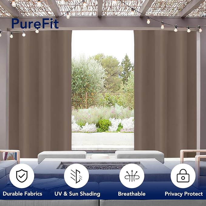 PureFit Outdoor Curtains for Patio Waterproof Weatherproof, UV Resistant - Image 3
