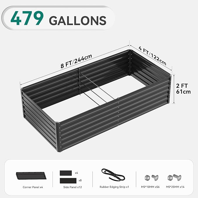 YITAHOME 96x48x24 in Galvanized Raised Garden Bed Kit, Large Metal Planter Box - Image 7