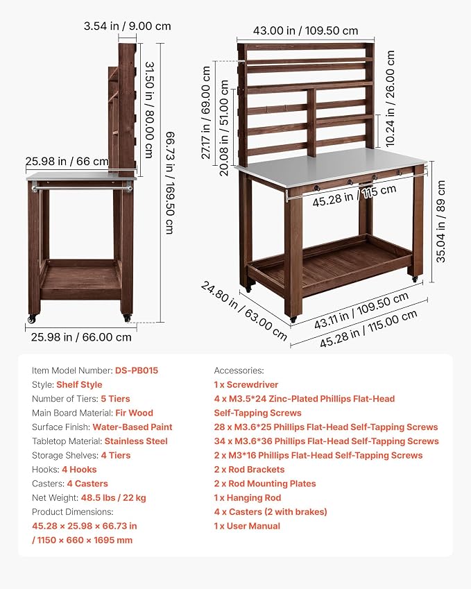VEVOR Potting Bench Table, Outdoor Gardening Workstation - Image 7