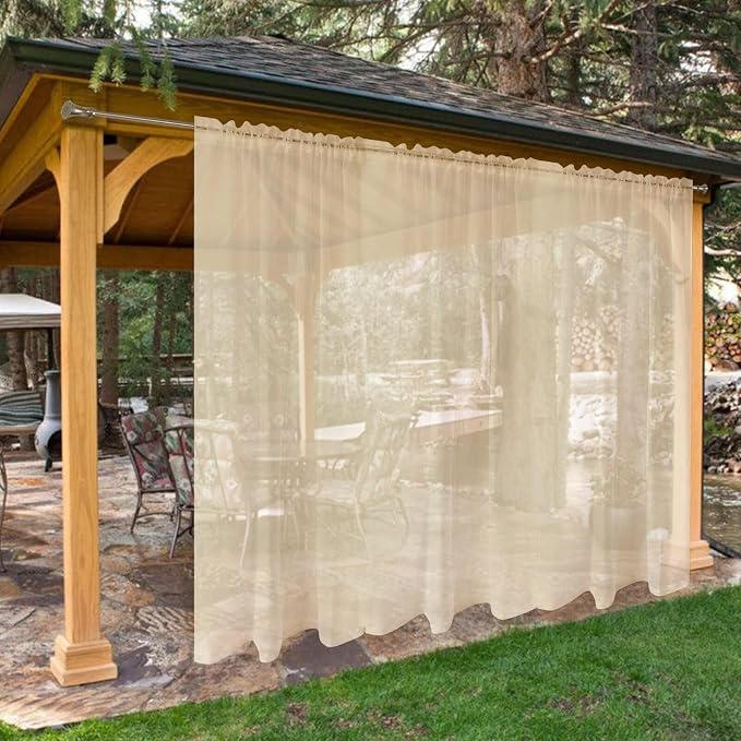 SpaceDresser Waterproof Outdoor Sheer Curtains by SpaceDresser