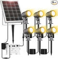 CLY 6 in 1 Solar Spot Lights Outdoor, 2700K Warm White Solar Spotlights by CLY
