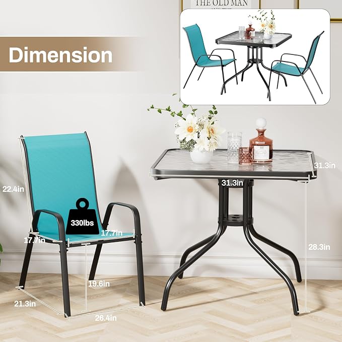 TLSUNNY Patio Dining Set 5 Pieces, All Weather Outdoor Furniture W/30"X 30" - Image 2