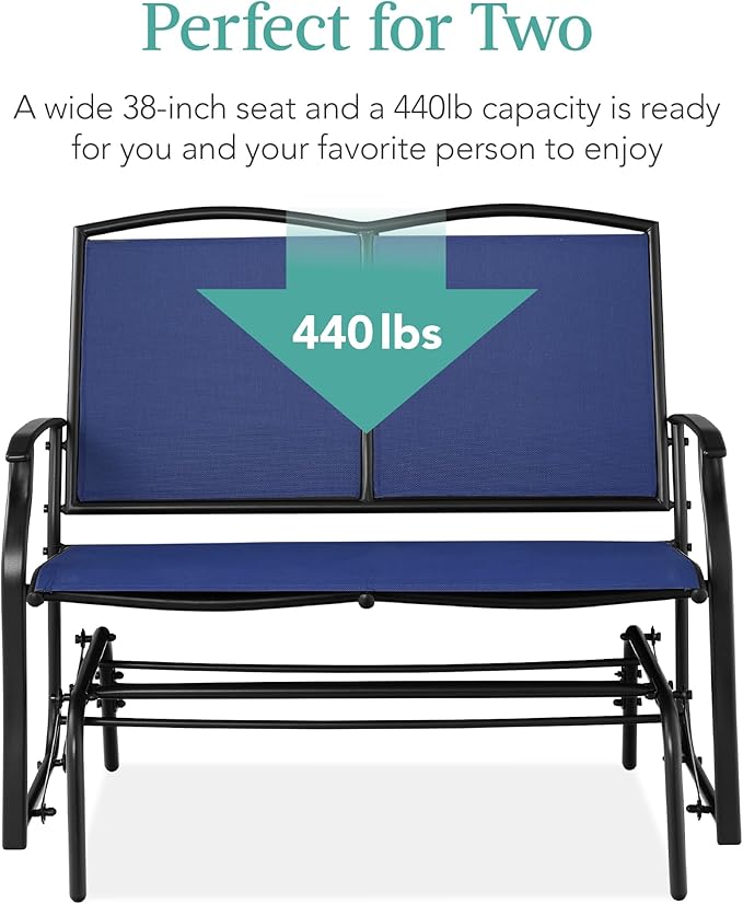 Best Choice Products 2-Person Outdoor Patio Swing Glider Steel Bench Loveseat - Image 6