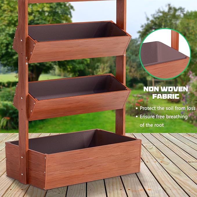DoCred Vertical Wooden Raised Garden Bed, 4 Tier Garden Planters Freestanding - Image 7