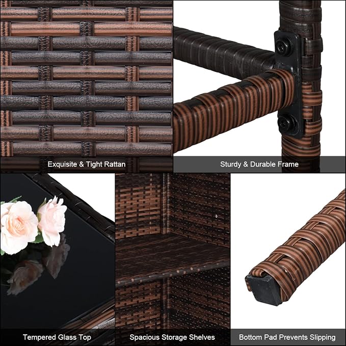 Outvita Wicker Patio Outdoor Bar Set - Image 7