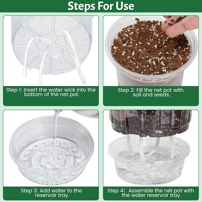 12 Pack 6.5 Inch Clear Self Watering Plant Pots - Image 3