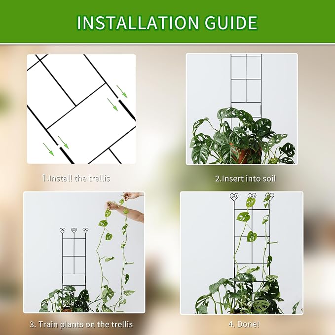 2 Pack 30'' Plant Trellis for Climbing Plants Indoors, Metal Garden Trellis for - Image 4
