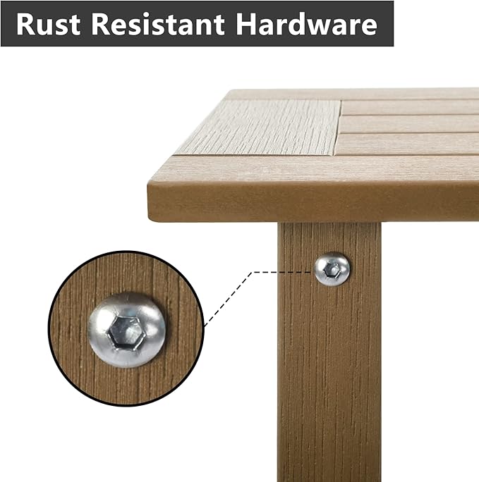 Double Adirondack Outdoor Side Table Weather Resistant, Outdoor Rectangular - Image 5