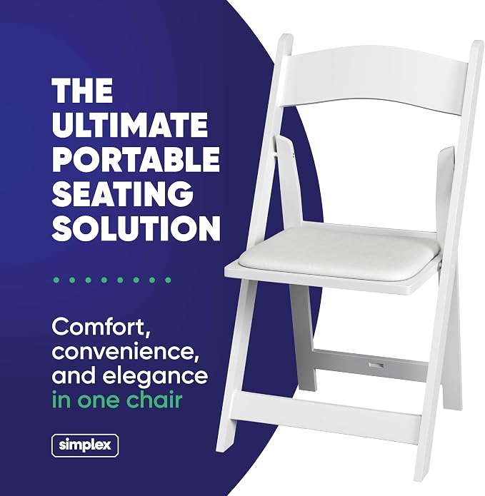 SIMPLEX 300 White Folding Chairs – Resin Stackable Foldable Chairs - Image 3