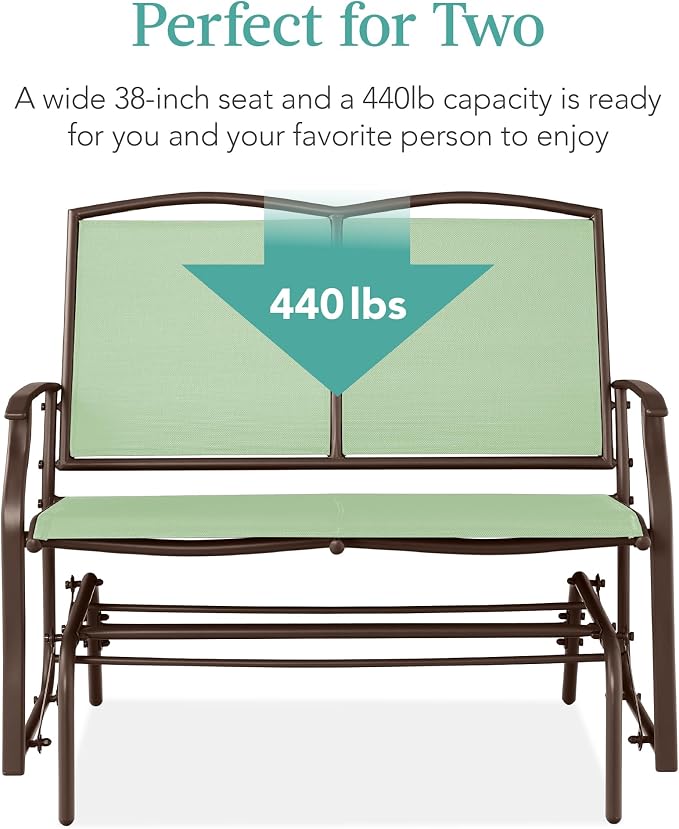 Best Choice Products 2-Person Outdoor Patio Swing Glider Steel Bench Loveseat - Image 6