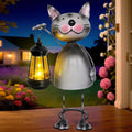 Garden Decor Cat Solar Statues, Unique Garden Statues Cat by yulloyello