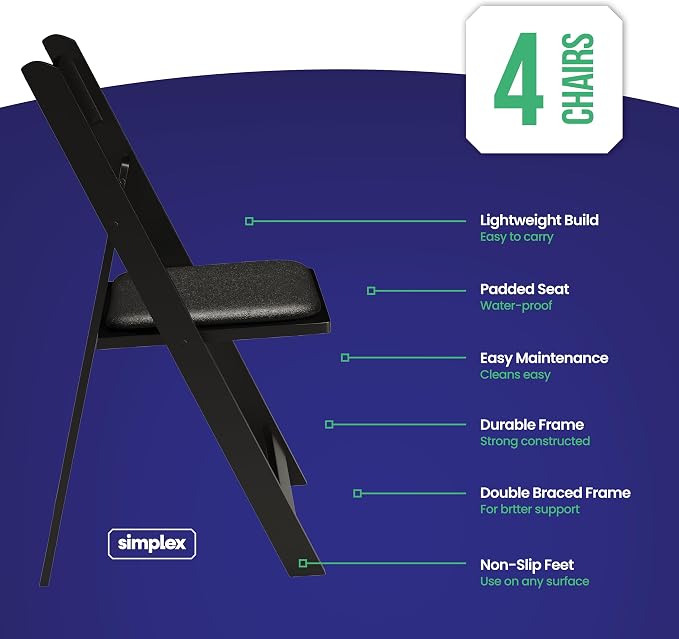 SIMPLEX 4 Black Resin Stackable Folding Chair - Image 3