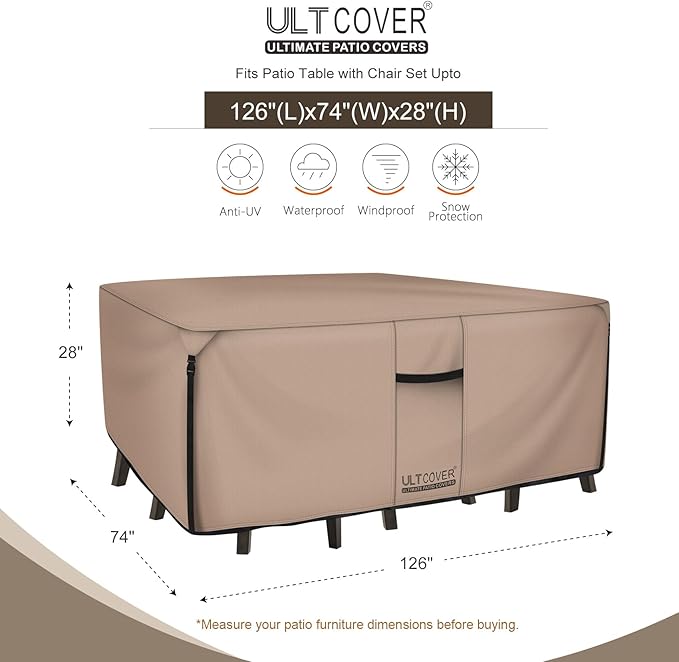 ULTCOVER Rectangular Patio Heavy Duty Table Cover - Image 2