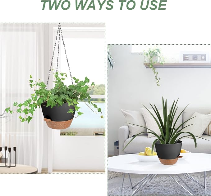 Hanging Planters for Indoor Outdoor Plants, 2 Pack Self Watering Hanging Pot - Image 6