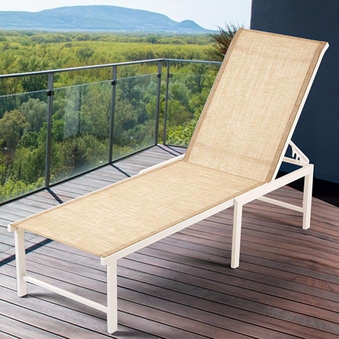 Outdoor Pool Lounge Chairs, Aluminum Patio Lounge Chairs, Five-Position - Image 2