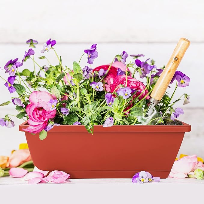 Window Box Planter, 12 Pack Plastic Vegetable Flower Planters Boxes 17 Inches - Image 2