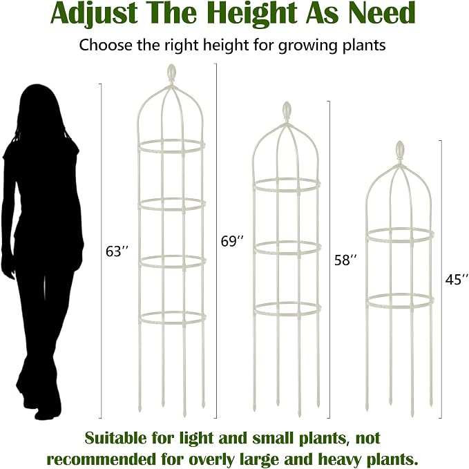 2 Pcs Garden Obelisk Trellis for Climbing Plants Outdoor 6 Ft Rose Bush Round - Image 3