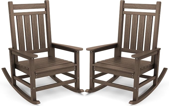 SERWALL Oversized Outdoor Rocking Chair Set of 2, HDPE Rocker by SERWALL
