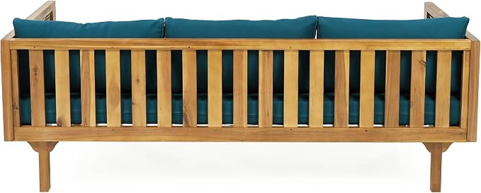 Merax 67.5" Outdoor Patio Daybed 3 Seater Sofa Bed, Acacia Wood Frame - Image 6