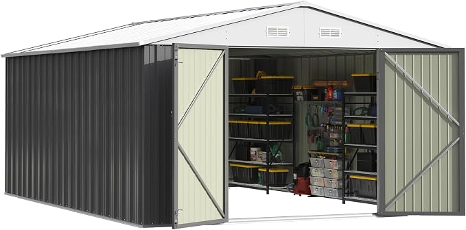 Patiowell 10x14 FT Outdoor Storage Shed, Large Metal Garden Shed - Image 2