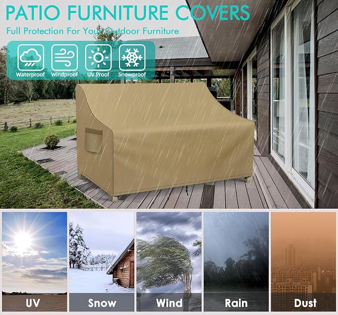 WLEAFJ Patio Sofa Cover Waterproof, 3-Seater Outdoor Sofa Cover, Heavy Duty - Image 5