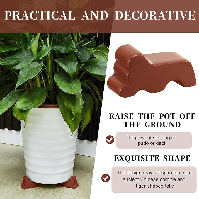 Kigeli 12 Pcs Resin Pot Feet for Outdoor Planters 3 Inch Long 1.5 Inch Tall - Image 4