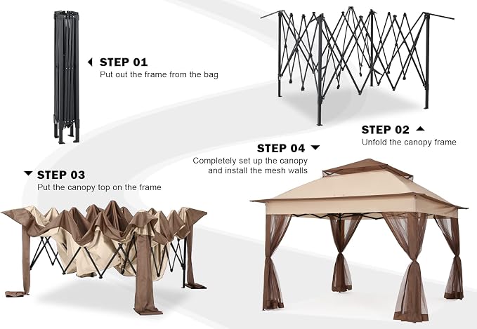 COOSHADE 11x11 Pop Up Gazebo Tent Outdoor Canopy Patio Shelter - Image 5