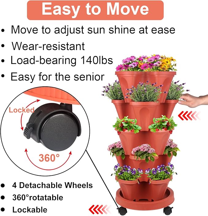 DUNCHATY 5 Tier Plant Pot, Vertical Garden Planter, Strawberry Planter - Image 3
