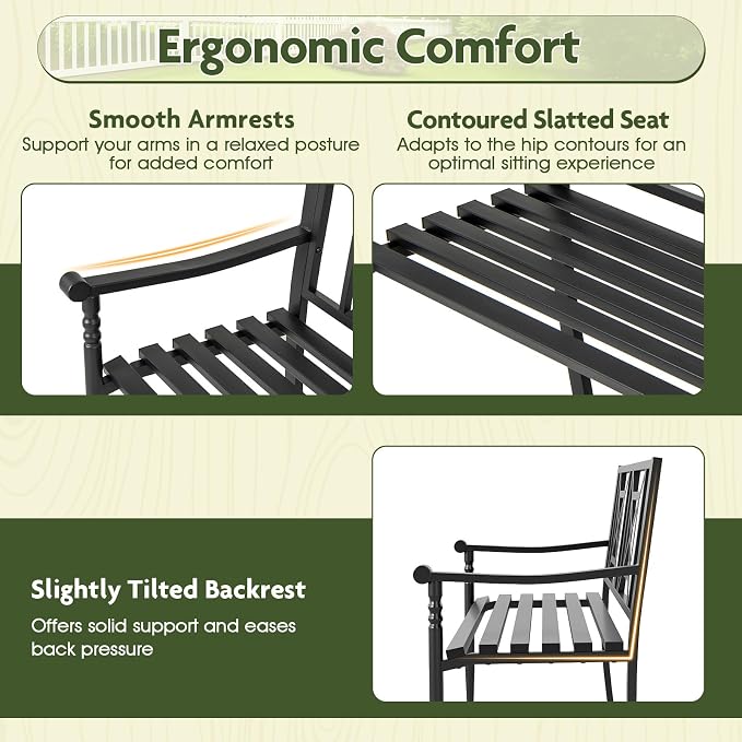 Giantex Metal Outdoor Bench - Image 6