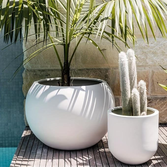 13.5 H x 17" Dia Round Fiberstone Planter - Image 6