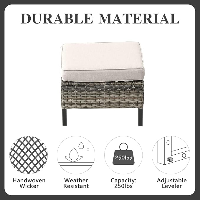 Belord Wicker Patio Furniture 5 Piece Outdoor Sofa Set, Oversize Outdoor Swivel - Image 9