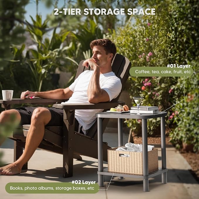 Outdoor Side Table, Adirondack Outdoor Patio Table, Bamboo Small Patio End - Image 5