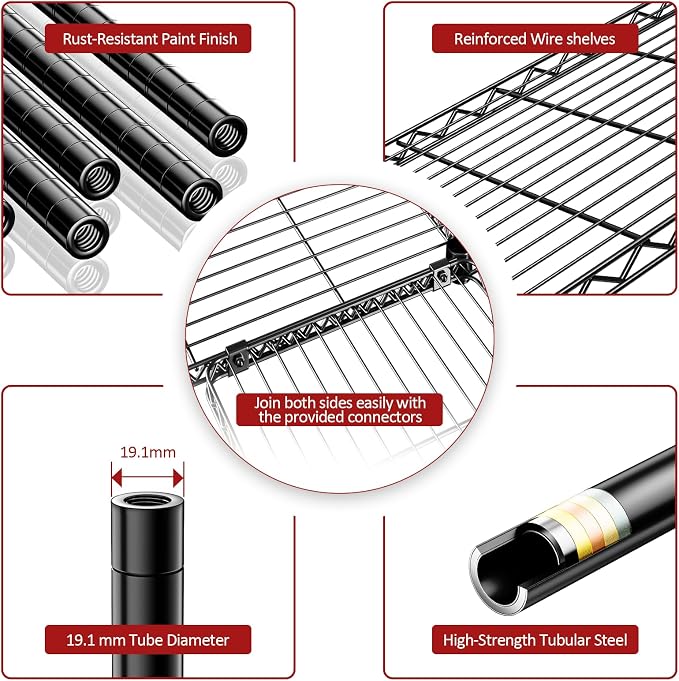 IZEUK Linked Storage Racks, DIY Adjustable Heavy Duty Metal Shelving Unit - Image 4