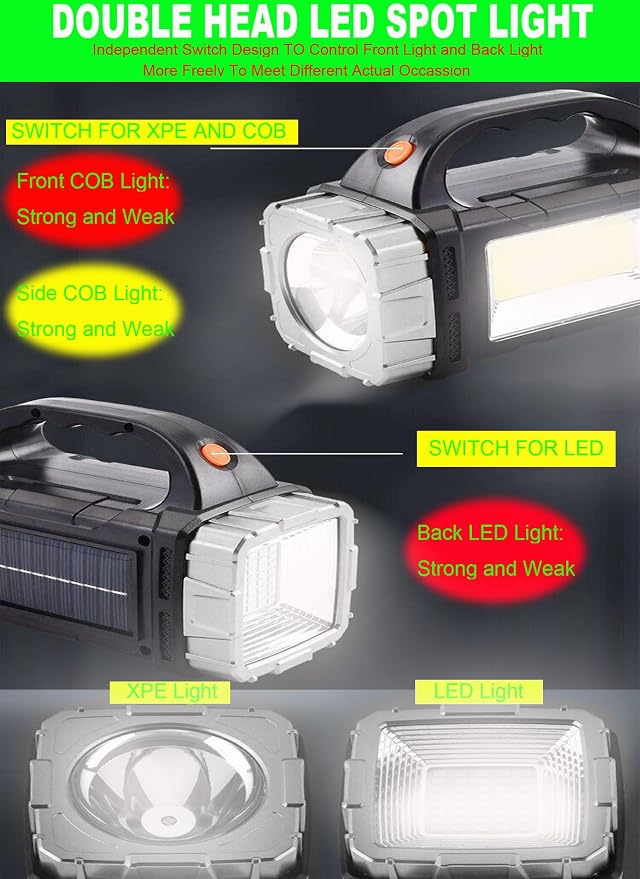 SUYOOULIN Solar Rechargeable LED Soptlight Flashlight, Super Bright 7000LM - Image 7