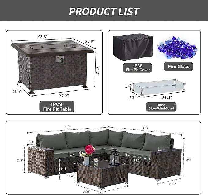 Kullavik 7 Pieces Outdoor Patio Furniture Set - Image 6